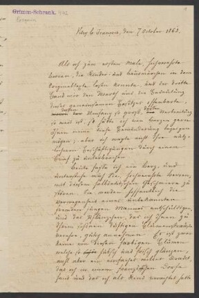 Brief an Jacob Grimm und Wilhelm Grimm : 07.10.1862
