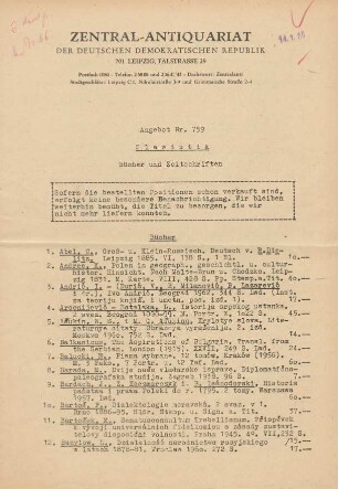 Nr. 759: Slawistik Bücher und Zeitschriften