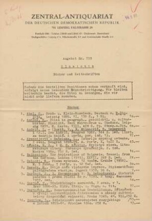 Nr. 759: Slawistik Bücher und Zeitschriften