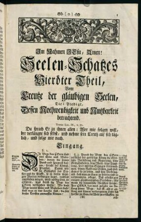 1-42, Die I. Predigt, Dessen Nothwendigkeit und Nutzbarkeit betrachtend.