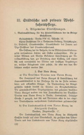 III. Städtische und private Wohlfahrtspflege