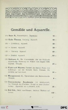 Gemälde und Aquarelle (Nr. 124-140)