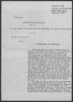 Dettingen/Erms mit Kappishäusern: Pfarrbericht 1948