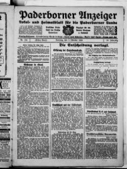 Paderborner Anzeiger : Lokal- und Heimatzeitung für das gesamte Paderborner Land : Tageszeitung für Jedermann : Publikationsorgan vieler Behörden