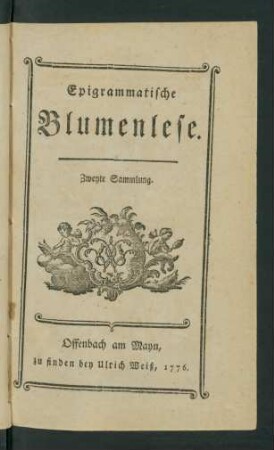 Sammlung 2: Epigrammatische Blumenlese