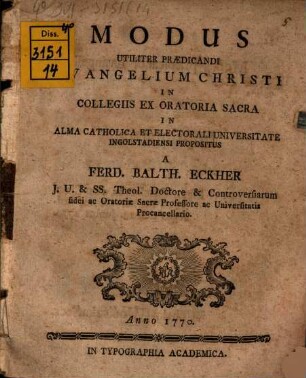 Modus utiliter praedicandi evangelium Christi