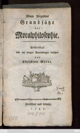Adam Fergusons Grundsätze der Moralphilosophie