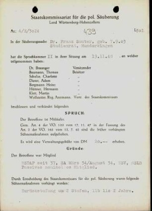 Sauter, Franz, Dr.