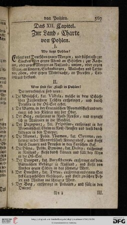 Das XII. Capitel: Zur Land = Charte von Pohlen