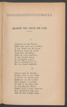 Relación para cantar por cifra