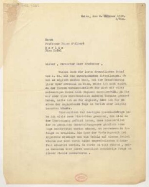 Brief an Eugen d' Albert : 08.10.1928