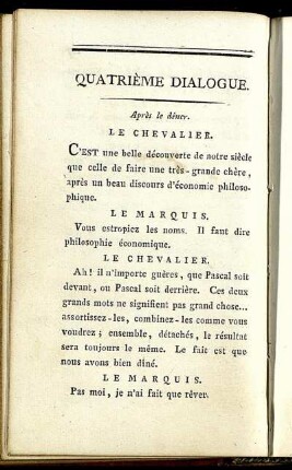 Quatrième Dialogue. Après le diner.