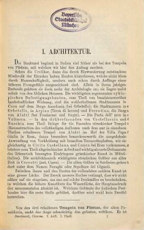 Der Cicerone : eine Anleitung zum Genuss der Kunstwerke Italiens, 1. Antike Kunst