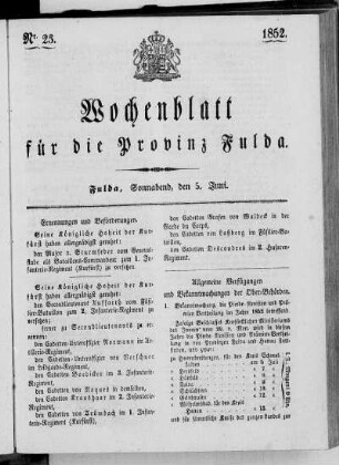 Nr. 23, Ausgabe vom 5. Juni 1852