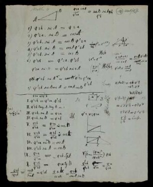 [Mathematische Notizen und Berechnungen]