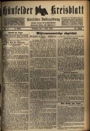 Erste Ausgabe vom Samstag, den 05. April 1930.