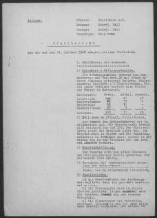 Geislingen/Kocher mit Rückertsbronn: Pfarrbericht 1948