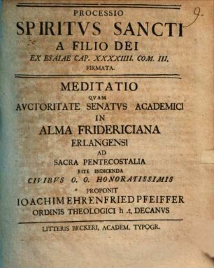 Processio Spiritus Sancti a filio Dei ... firmata