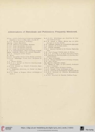 Abbreviations of Periodicals and Publications Frequently Mentioned