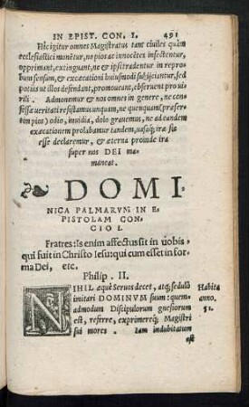 Dominica Palmarum In Epistolam Concio ...