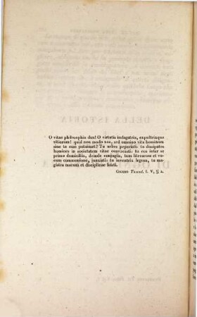 Della istoria e della indole di ogni filosofia. 1