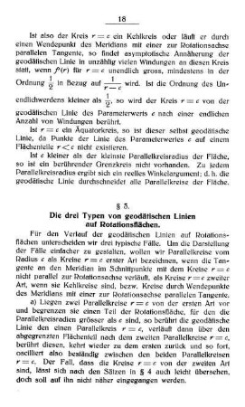 § 5. Die drei Typen von geodätischen Linien auf Rotationsflächen.