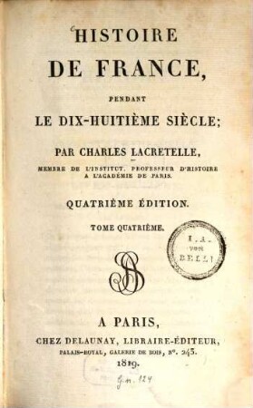 Histoire de France pendant le dix-huitième siècle, 4