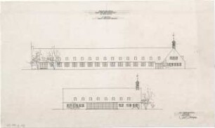 Gsaenger, Gustav; Herzogsägmühle bei Schongau (Bayern); Innere Mission, Missionsgelände "Stadt der Barmherzigkeit" - Altersheim, 1. Bauteil, Westseite u. äußere Südseite (Ansichten)