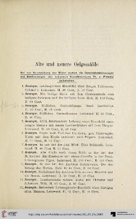 Alte und neuere Oelgemälde (Nr. 1-65)