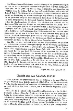Bericht über das Schuljahr 1951/52
