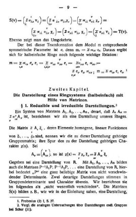 § 1. Reduzible und irreduzible Darstellungen
