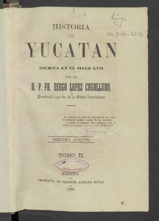 T. 2: Historia de Yucatán : escrita en el siglo XVII
