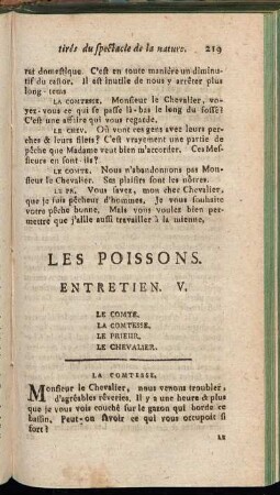 Les Poissons. Entretien. V.
