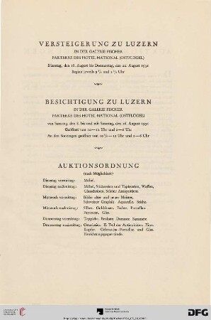 Versteigerung / Besichtigung / Auktionsordnung