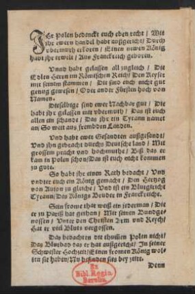 JHr Polen bedenckt euch eben recht/ Wie || jhr ewern handel habt außgericht/