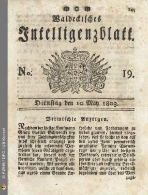 No. 19. Dienstag den 10 May 1803