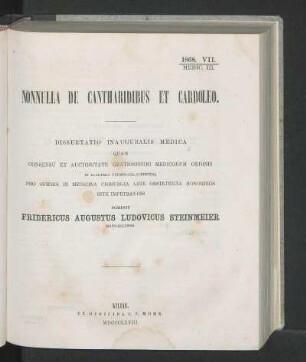 Nonnulla De Cantiiaridibus Et Cardoleo.