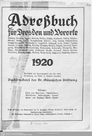 1920: Adreßbuch für Dresden und Vororte