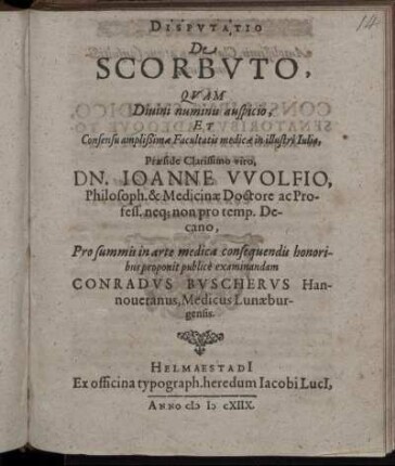 Disputatio De Scorbuto