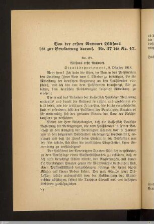 Wilsons erste Antwort