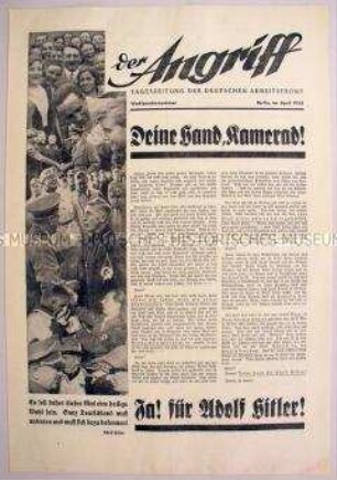 Sonderausgabe der NS-Tageszeitung "Der Angriff" zur Volksabstimmung über den "Anschluss" Österreichs am 10. April 1938