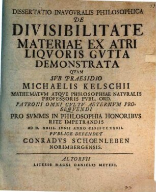 Diss. inaug. ... de divisibilitate materiae, ex atri liquoris gutta demonstrata