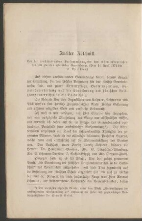2. Von der constituierenden Versammlung oder dem ersten ordentlichen bis zum zweiten ordentlichen Gemeindetage