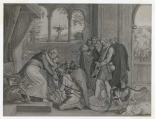 Cornelius, Peter von: Joseph gibt sich seinen Brüdern zu erkennen. Zeichnung; 15,5 x 20 cm. Rom, 1817