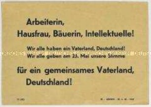 Aufruf des Demokratischen Frauenbundes Deutschlands an alle Frauen zur Einzeichnung beim Volksbegehren 1948