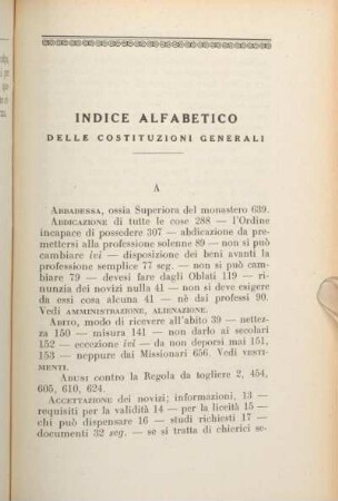 Indice Alfabetico Delle Costituzioni Generali