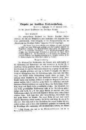 Eingabe zur deutschen Reichsverfassung