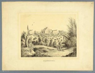 Das Rittergut (Wasserburg, Edelhof) nördlich von Alberoda (Aue-Alberoda) im Erzgebirge, aus dem Album der Rittergüter und Schlösser im Königreiche Sachsen