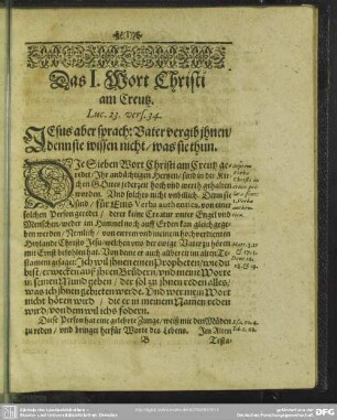 Das I. Wort Christi am Creutz
