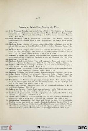Fayence, Majolika, Steingut, Ton (Nr. 616-673)